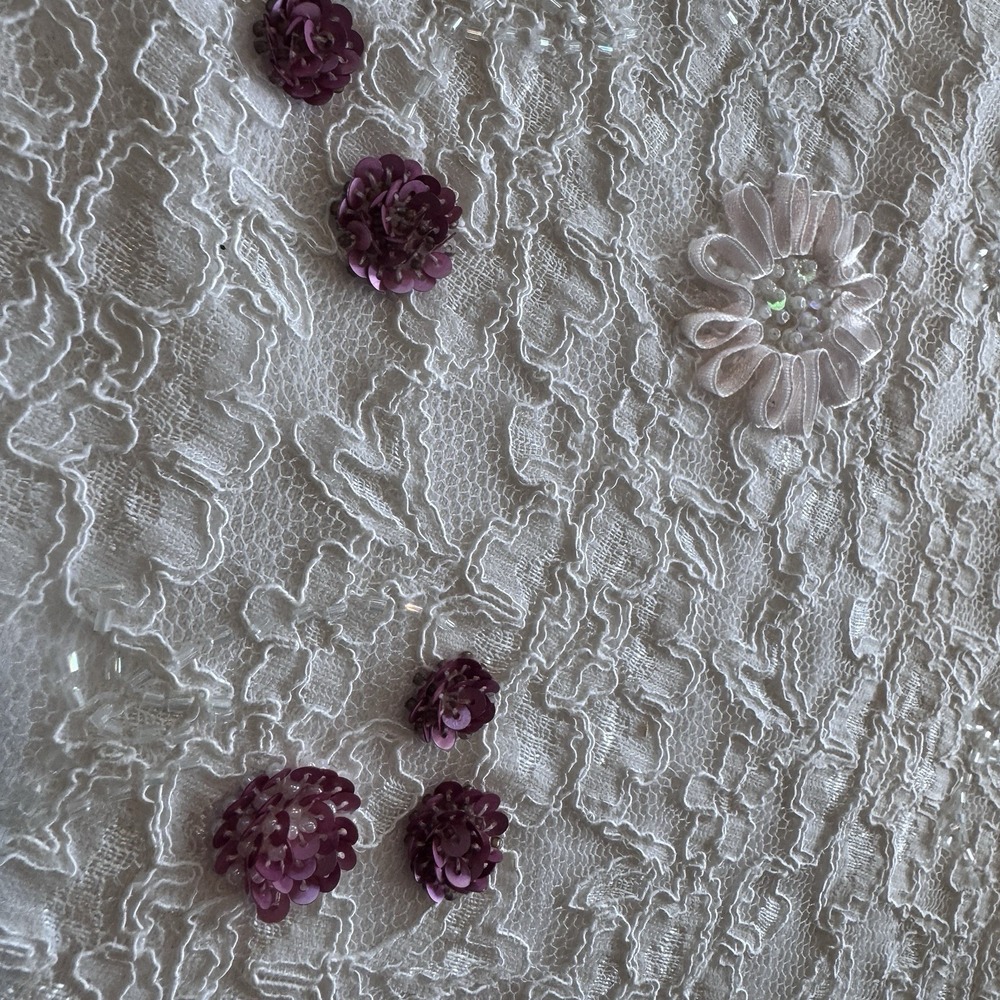 Peter Nygard White‎ Lace Embellished Floral Sequin Beaded Cami Tank Top Sz L - Picture 7 of 9